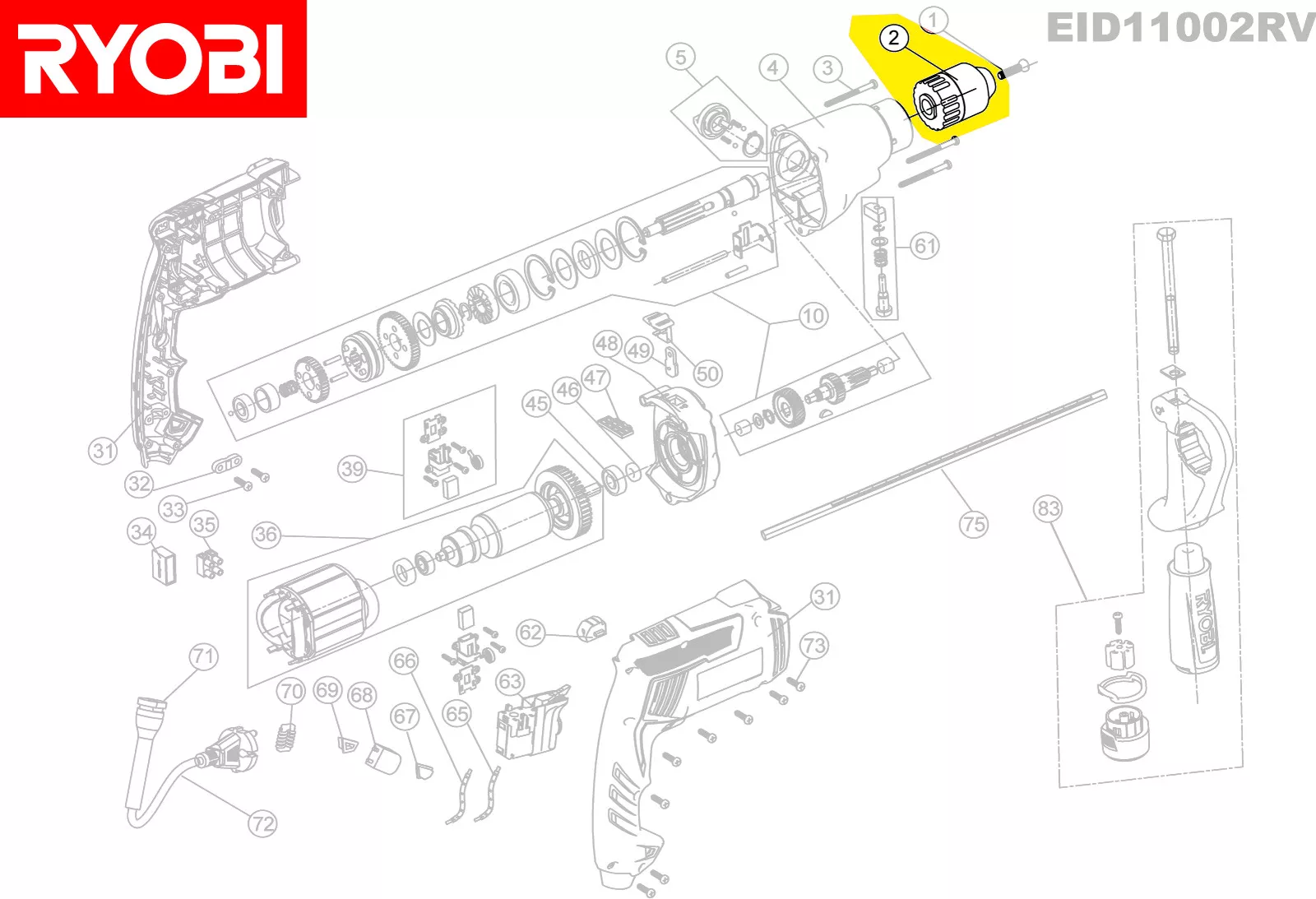 Mandrin réf. 5131015641 Ryobi